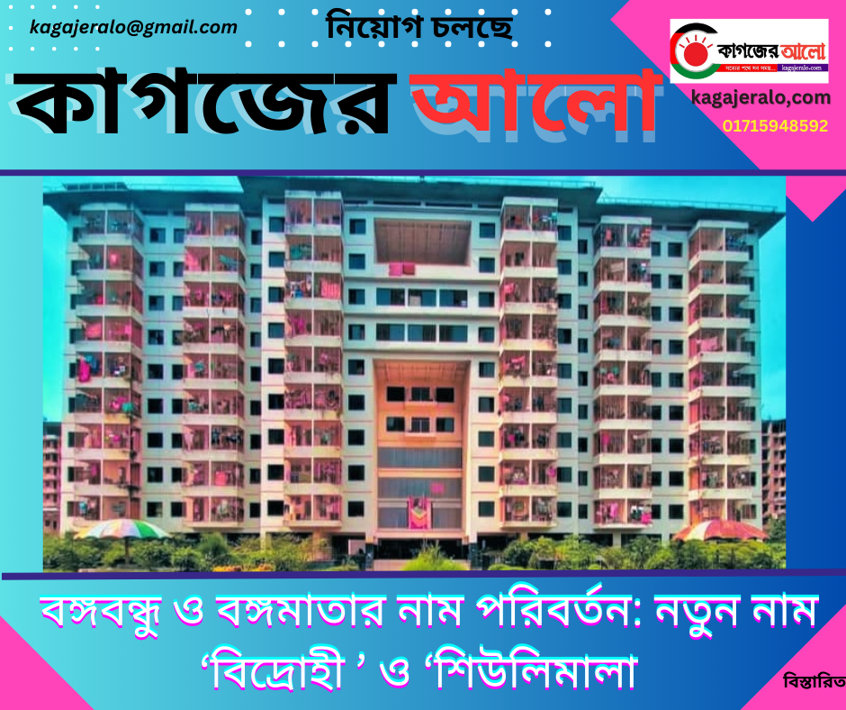 বঙ্গবন্ধুও বঙ্গমাতার নাম পরিবর্তন নতুন নাম বিদ্রোহী ও শিউলি মালা